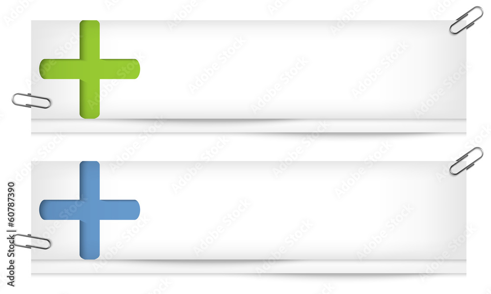 Fototapeta premium set of two blank banners with plus sign