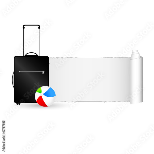 travel bag with tearing paper color vector illustration