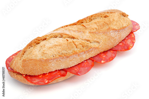 spanish bocadillo de chorizo, a chorizo sandwich photo