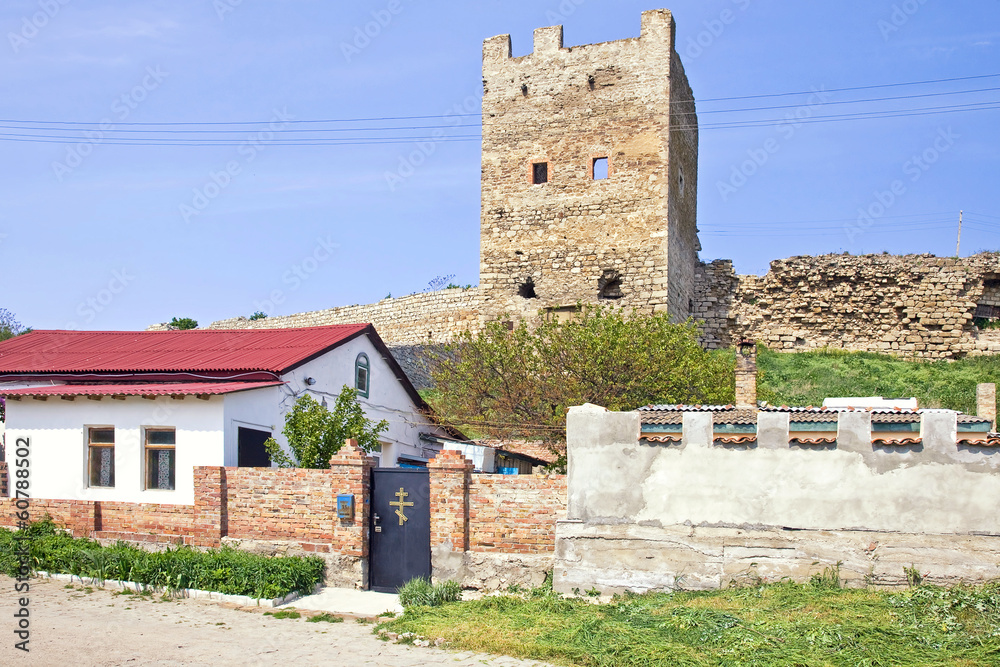 Genoese fortress and church building are in Feodosiya