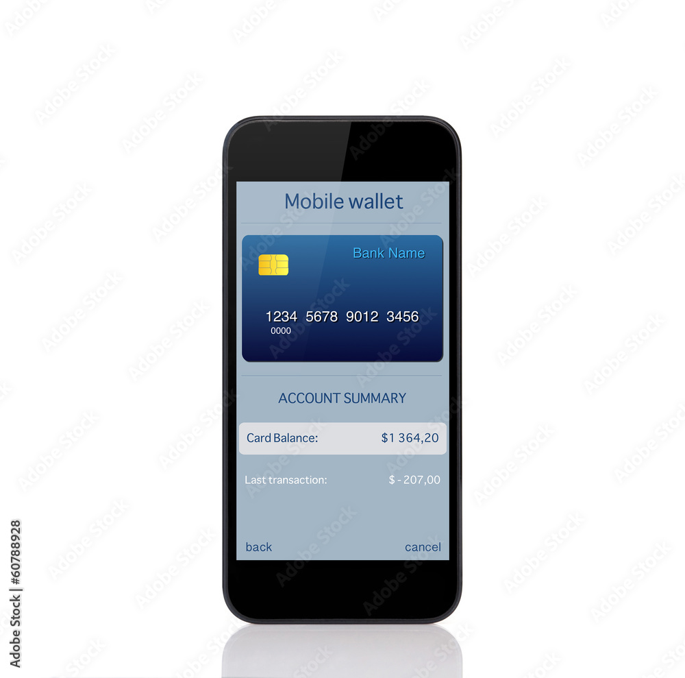 phone with mobile wallet onlain shopping on the screen phone with mobile wallet onlain shopping on the screen