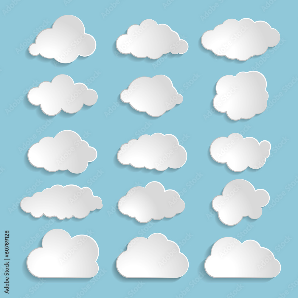 white clouds collection on a blue background white clouds collection on a blue background