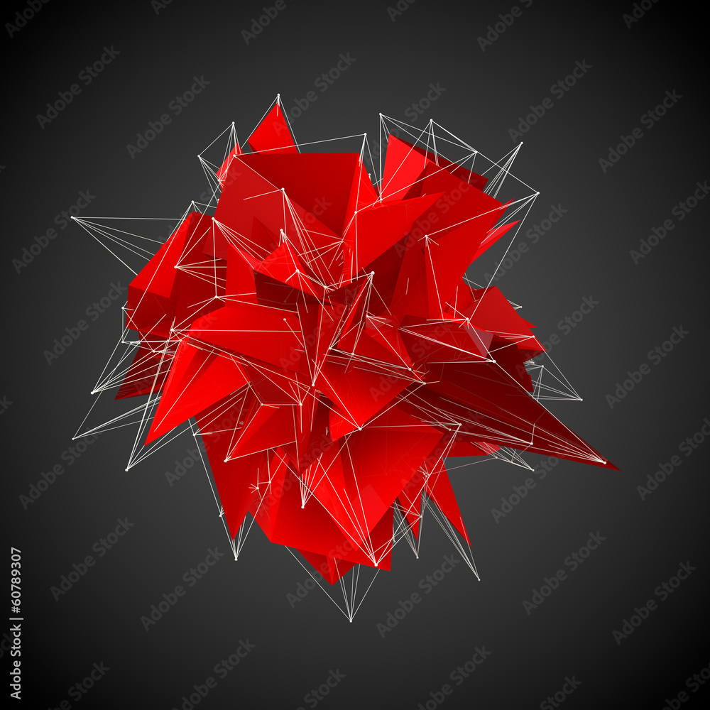 Fototapeta premium streszczenie czerwony nowoczesny trójkątny kształt na czarnym tle