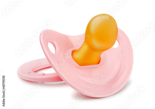 Pink orthodontic pacifier photo