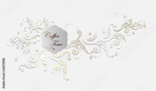 Coffee label and floral frame