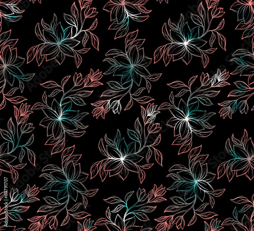 Psychedelic seamless floral pattern