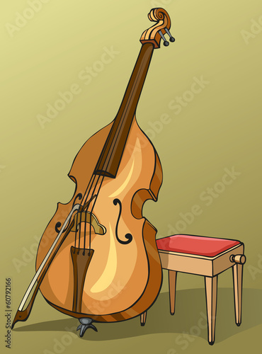 Vector drawing Double Bass with a bow
