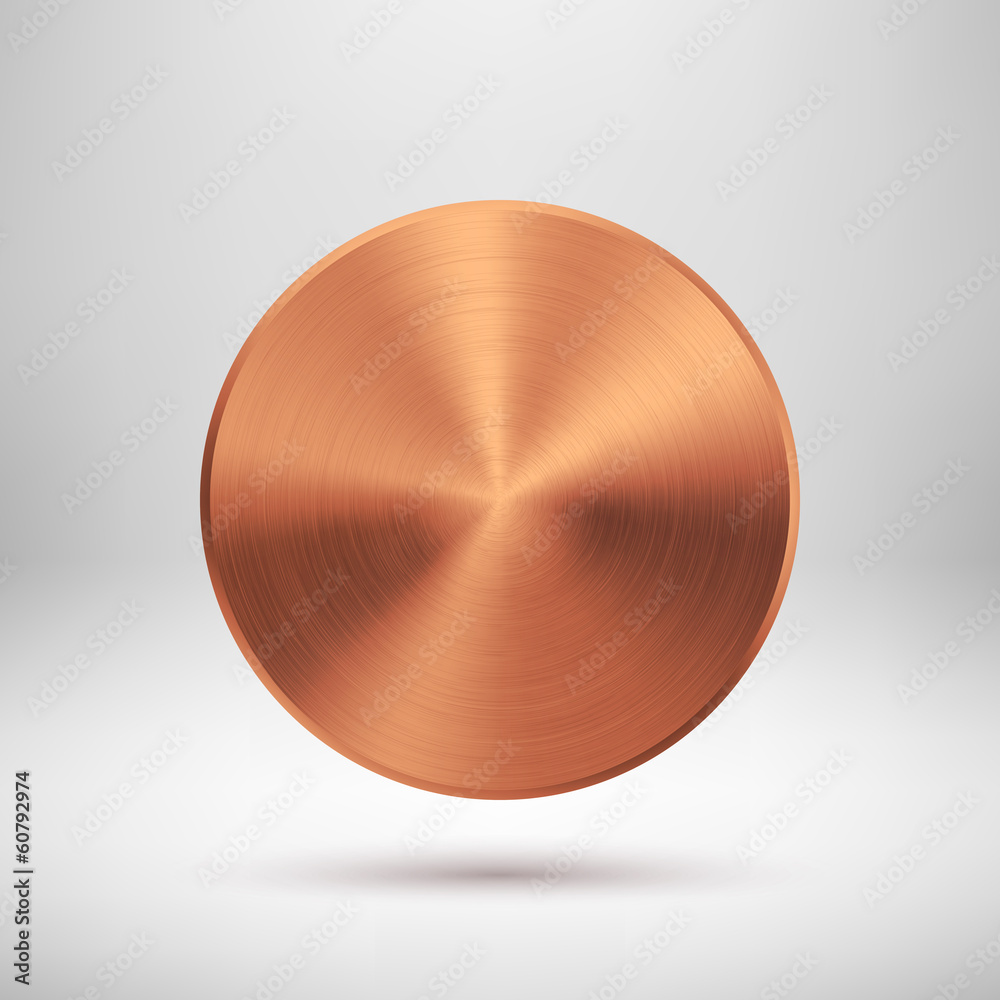 Abstract Circle Button with Bronze Metal Texture Abstract Circle Button with Bronze Metal Texture