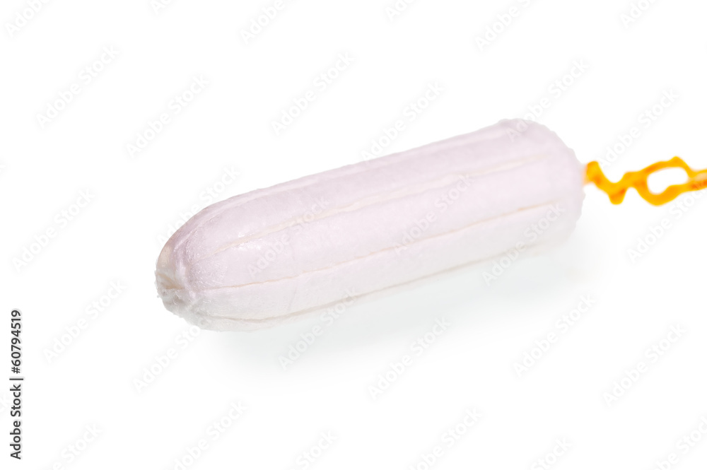 one female hygienic tampon on white background one female hygienic tampon on white background