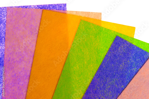 bright color sheets of paper on a white background