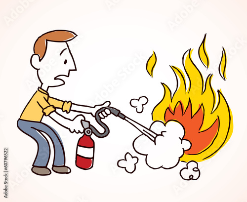 Man putting out a fire