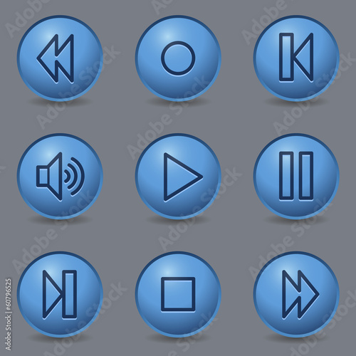 Free Download Media player web icons, circle blue buttons - GFXLoad