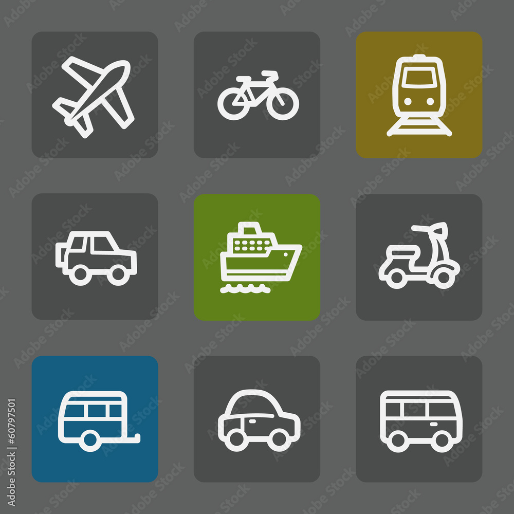 Transport web icons, flat buttons Transport web icons, flat buttons