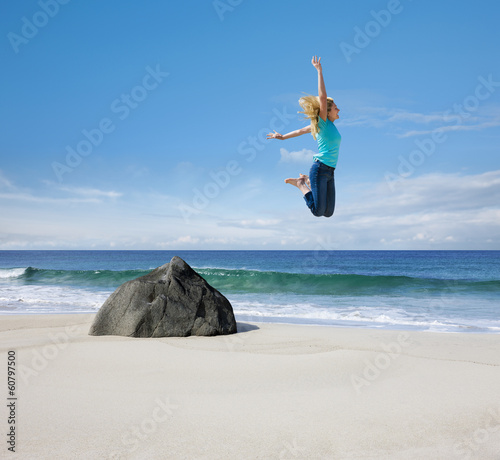 Sprung am Strand