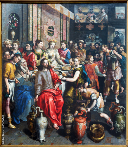 Antwerp - Paint of Miracle at Cana from cathedral of Our Lady