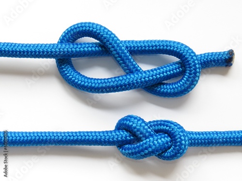 Fotografía Figure-eight knot, Figure of 8 knot isolated on white background