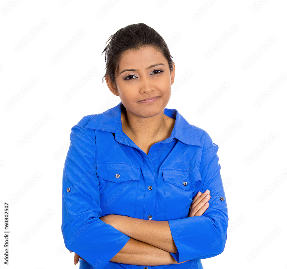 Skeptical business woman, looking suspicious Skeptical business woman, looking suspicious