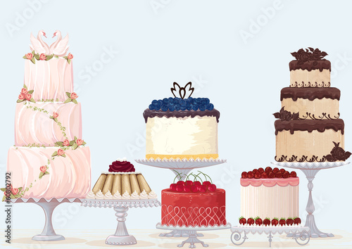 Vector fancy cakes collection