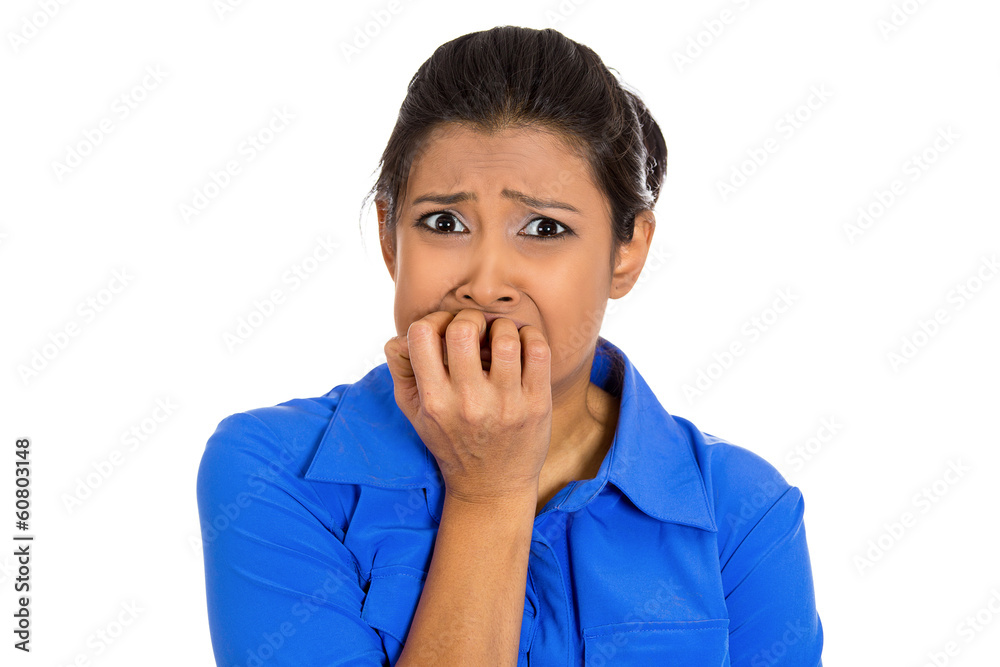 Shocked, anxious, woman afraid of something Shocked, anxious, woman afraid of something