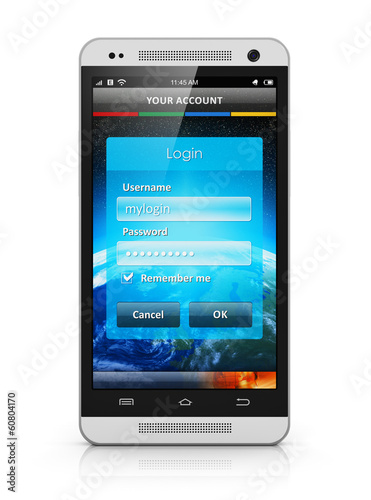 Login screen on smartphone