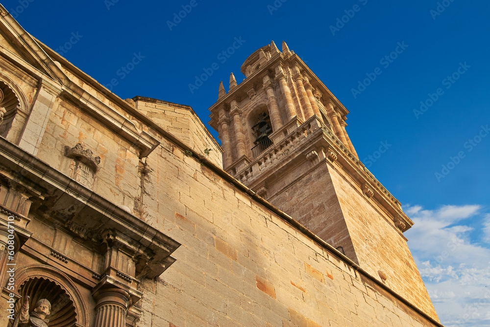 Historic  buildings with lace fronts of city Valencia  Spain