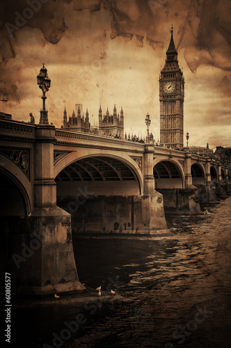 Aged Vintage Retro Picture of Big Ben in London #60805577