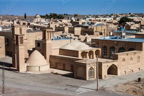 Panorama of desert town Naein in Iran photo