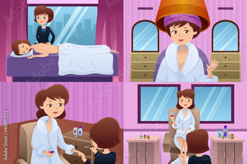Woman getting pampered in a beauty salon
