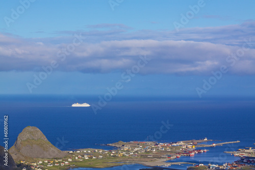 Ocean liner on norwegian coast