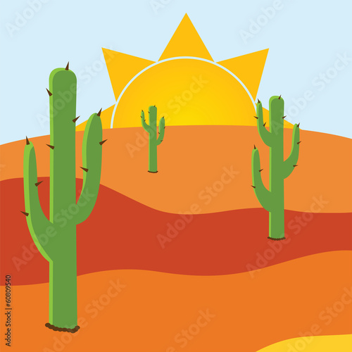 Desert with three caci photo