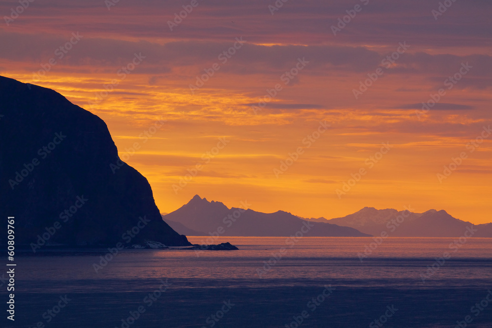 Midnight sun on Lofoten