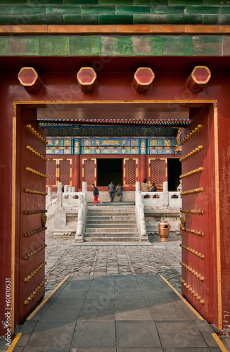 wooden gate in The Temple of Heaven (Altar of Heaven) in Beijing