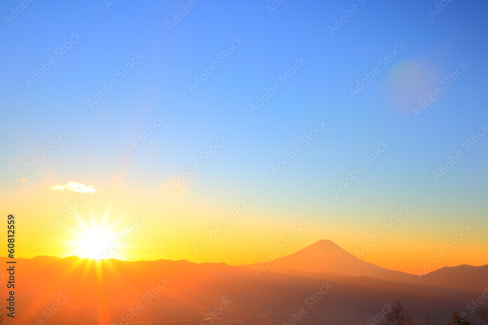 Mt. Fuji with sunrise - obrazy, fototapety, plakaty 
