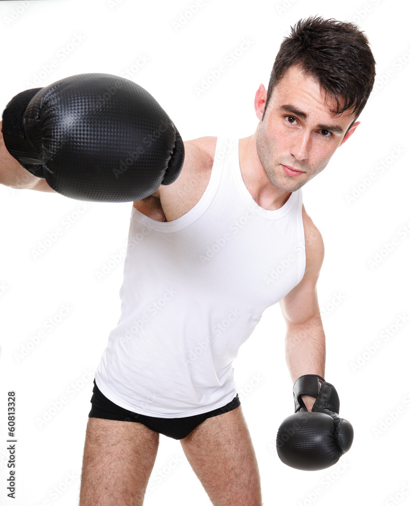 isolated studio picture from a young boxer