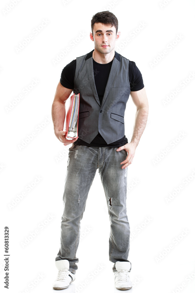Portrait of young, successful, happy male student Isolated Portrait of young, successful, happy male student Isolated