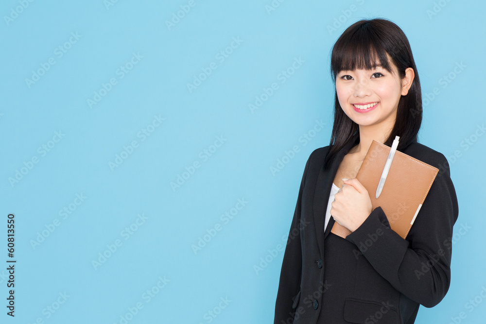 asian businesswoman on blue background asian businesswoman on blue background
