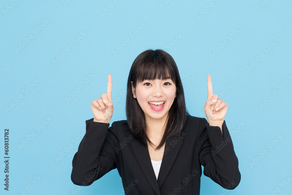 asian businesswoman on blue background asian businesswoman on blue background