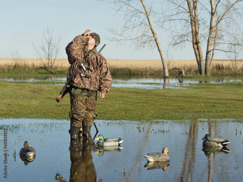 Naklejka premium Waiting Duck Hunter