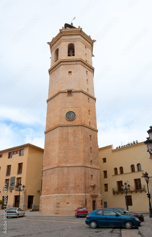 Castellon el Fadri belfry tower in Plaza Mayor square