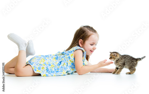 happy child girl playing wi...