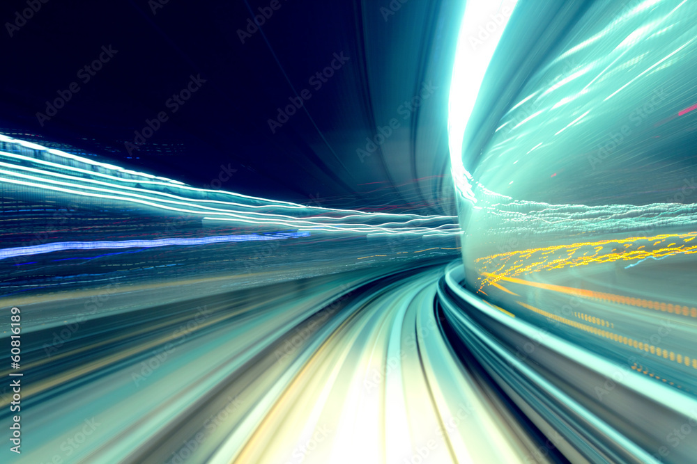 Naklejka premium Fast train passing tunnel