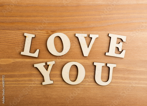 Love You wooden text