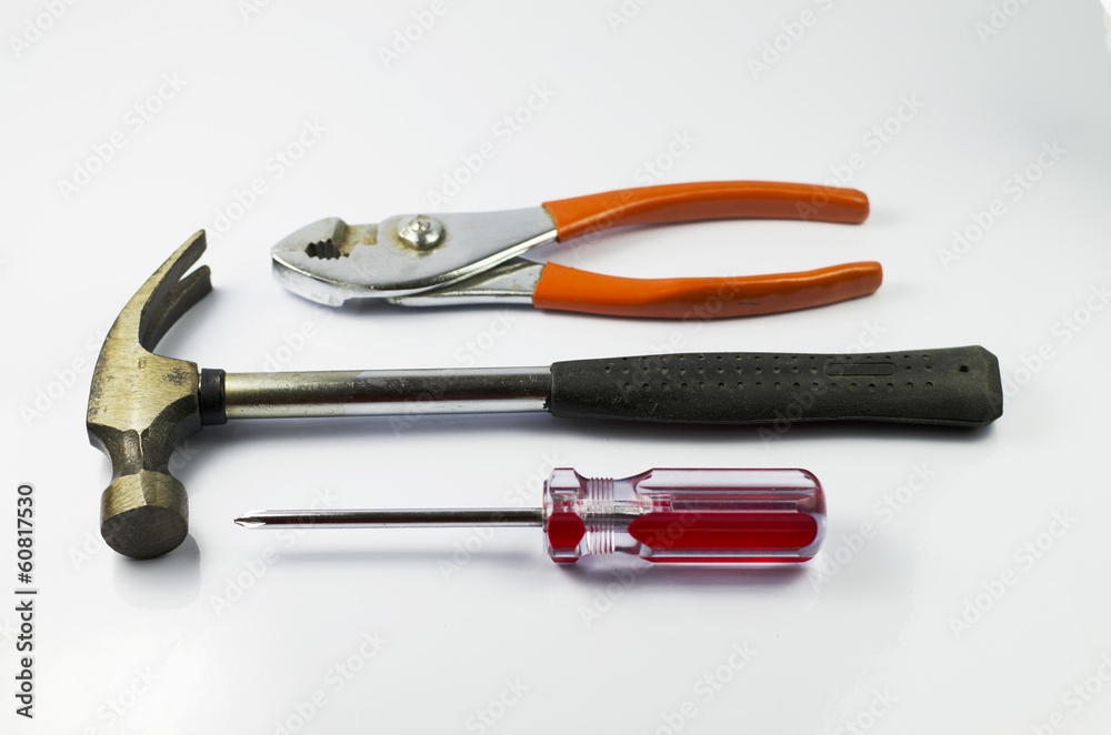 Hammer and Pliers and screwdriveer tools Isolated Hammer and Pliers and screwdriveer tools Isolated