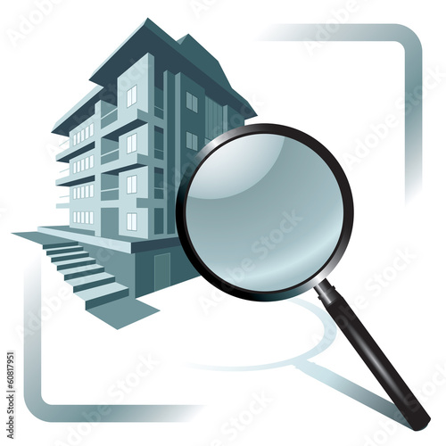 House and magnifying glass