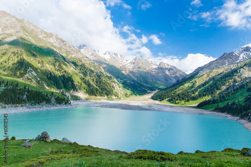 Fototapeta Naklejka Na Ścianę i Meble -  Spectacular scenic Big Almaty Lake ,Mountains , Kazakhstan
