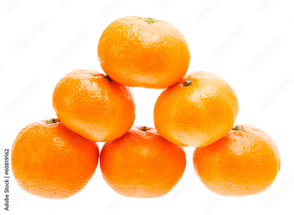 Stacked Fresh Mandarin Isolated On White Background. Stacked Fresh Mandarin Isolated On White Background.