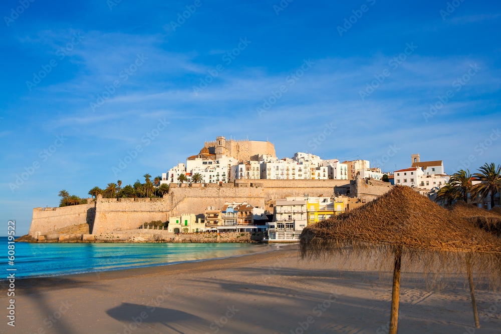Peniscola Castle and beach in Castellon Spain