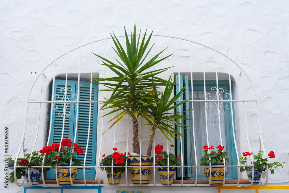 Mediterranean balconade typical from Spain in Peniscola