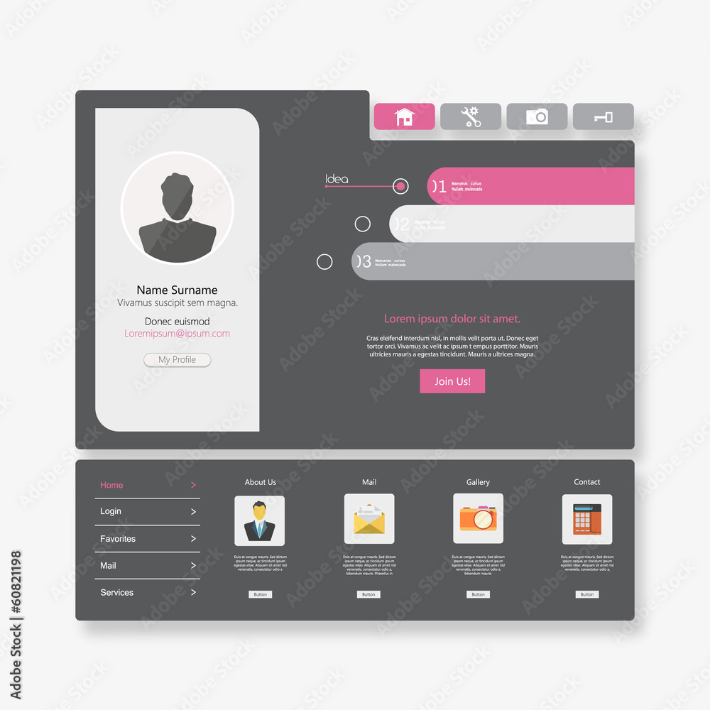 Naklejka premium Flat Clean Website Template