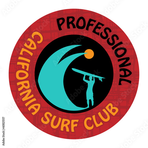 Abstract surfer sign, vector illustration